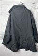 Y2K BLACK ZIP MINIMAL PARKA / COAT - M 