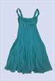 Y2K GREEN KNEE LENGTH STRAPPY FRAYED OCCASIONAL SMART DRESS