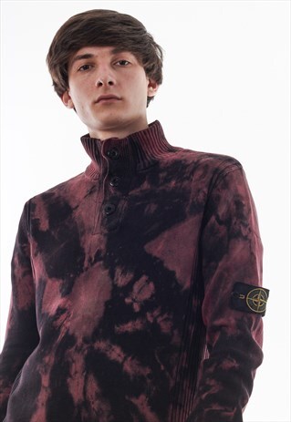 VINTAGE STONE ISLAND PULLOVER SWEATER 90S BLACK DYED KNITTED
