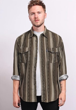 VINTAGE CORDUROY CORD STRIPED SHIRT