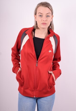 NIKE WOMENS VINTAGE TRACKSUIT TOP JACKET MEDIUM RED 90'S