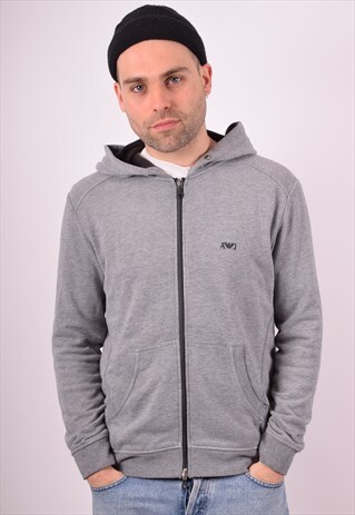 ARMANI JEANS MENS VINTAGE HOODIE JACKET XL GREY 90S