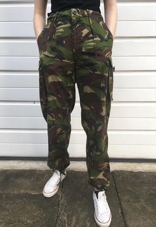 WOMENS GREEN KHAKI CAMOUFLAGE HIGH WAISTED TROUSERS ARMY