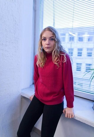 VINTAGE 80'S PINK WOOL JUMPER
