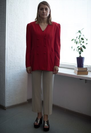 VINTAGE 80'S BRIGHT RED DOUBLE BREASTED JACKET