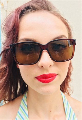 VINTAGE 90S BROWN SQUARE SUNGLASSES