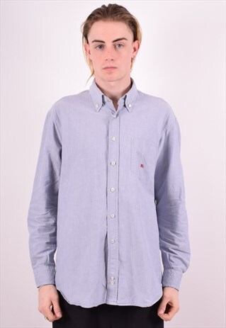 BURBERRY MENS VINTAGE SHIRT LARGE BLUE 90S