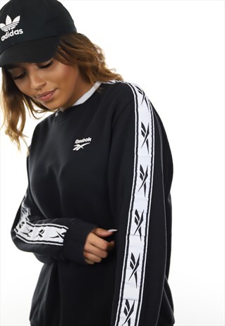 VINTAGE REEBOK TAPE ARM SWEATSHIRT BLACK