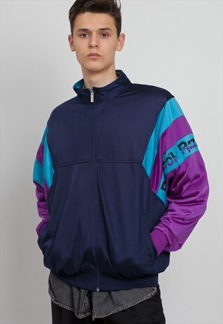 VINTAGE BLUE REEBOK ZIP TRACK JACKET
