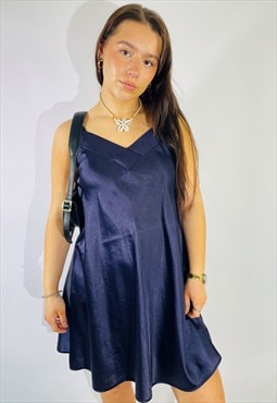 Vintage Size S Satin Mini Slip Dress in Purple