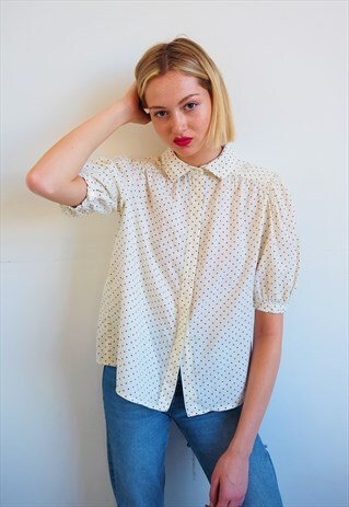 POLKA DOT BALLOON SLEEVE BLOUSE