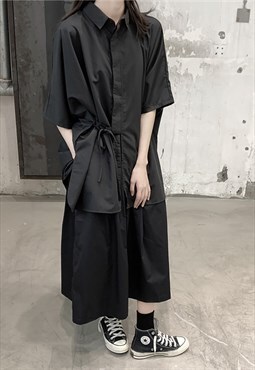 Yamamoto-style Short-sleeved Shirt in Black