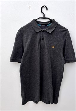 Fred Perry grey embroidered logo polo shirt medium 