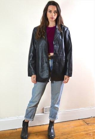 1990S VINTAGE BLACK LEATHER JACKET
