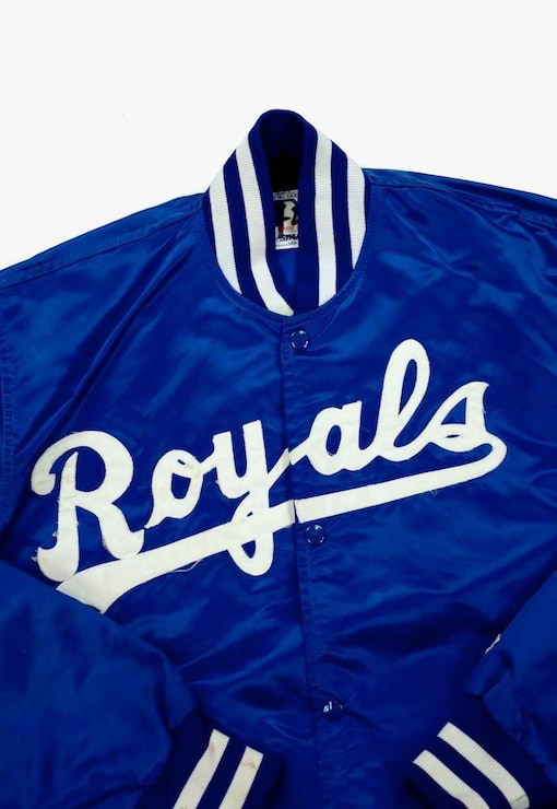 Vintage 1980s Kansas City Royals MLB Satin Starter Jacket / Diamond Collection / Patch Work / Athleisure / Streetwear / Embroidered