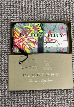 Burberry leather zip around wallet with graffiti style art