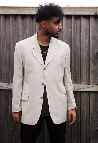 VINTAGE HOUSE OF FRASER LINEN BLEN BLAZER JACKET