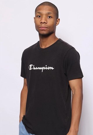 VINTAGE CHAMPION BIG LOGO T-SHIRT BLACK