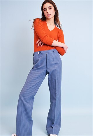 70'S CLASSY STRIPED HIGHWAISTED FLARE TROUSERS