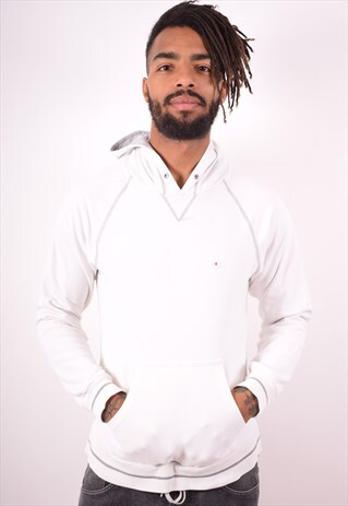 CHAMPION MENS VINTAGE HOODIE JUMPER MEDIUM WHITE 90S