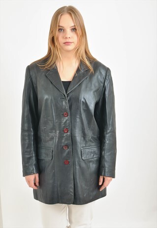 VINTAGE 90S REAL LEATHER BLAZER JACKET