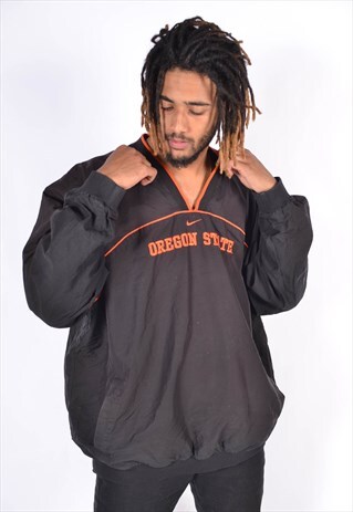 VINTAGE NIKE OREGON STATE WINDBREAKER SWEATSHIRT BLACK