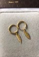 GOLD PLATED FEATHER HOOP EARRING FOR MEN 925 STERLING SILVER