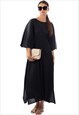 FULL LENGTH PLEATED MAXI DRESS WITH CAP SLEEVES IN BLACK