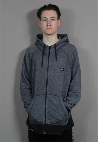 VINTAGE NIKE ZIP HOODIE IN GREY WITH EMBROIDERED LOGO