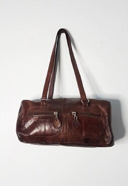 1990s Vintage Aldo Brown Leather Bag, Made in Canada