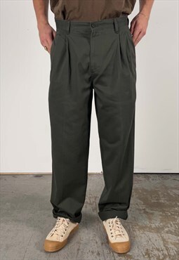 Vintage Chaps Pleated Trousers Men's Khaki Green