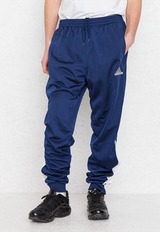 VINTAGE RETRO NAVY ADIDAS TRACK BOTTOMS JOGGERS