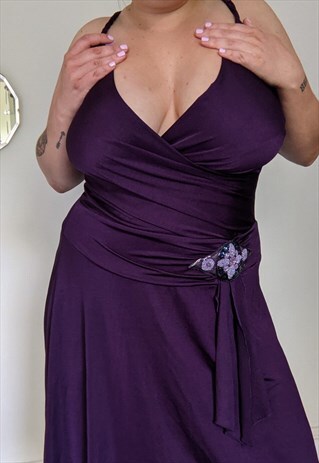 Y2K DRESS PURPLE WRAP DRESS EVENING DRESS PLUS SIZE UNISEX