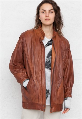 VINTAGE BROWN LEATHER JACKET COAT