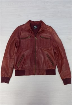 Red Leather Biker Jacket 