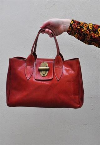 VINTAGE ITALIAN BROWN LEATHER TOTE BAG