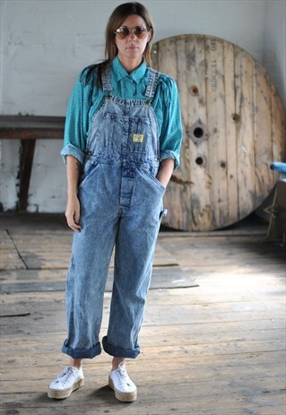 80S ACID WASH DENIM DUNGAREES