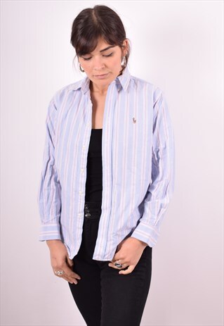 RALPH LAUREN WOMENS VINTAGE SHIRT MEDIUM BLUE 90S