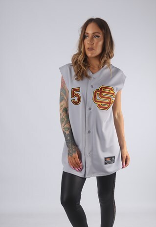 VINTAGE BASEBALL SPORT JERSEY VEST OVERSIZED TOP LONG (GBN)