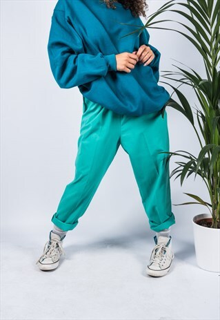 VINTAGE 1990S HIGH-WAISTED TROUSER IN TURQUOISE