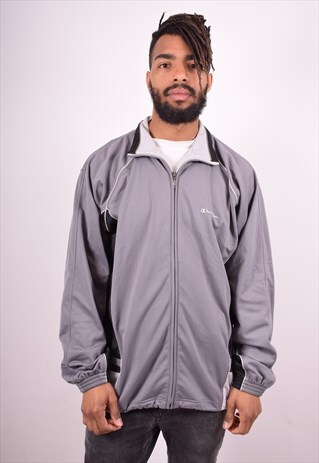 CHAMPION MENS VINTAGE TRACKSUIT TOP JACKET XL GREY 90S