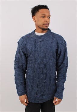 Vintage Men's Coogi Style Blue Crew Neck Sweater