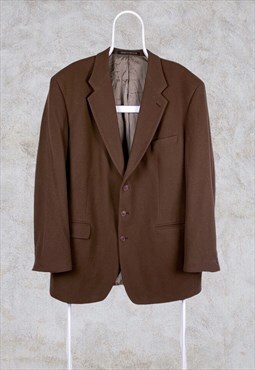 Vintage St Michael Wool Blazer Jacket Made in UK Brown XL