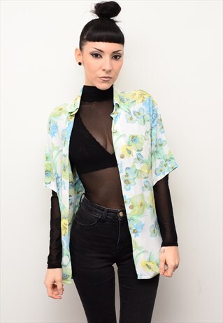 VINTAGE 90'S PRETTY FLORAL INDIE PATTERNED OVERSIZED SHIRT