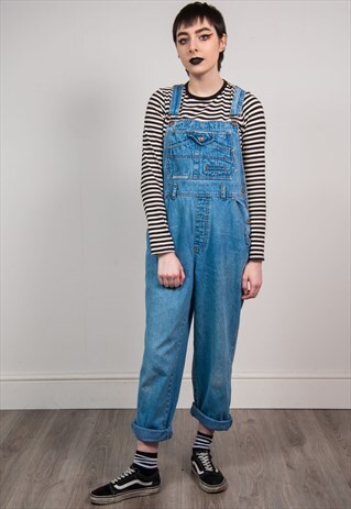 VINTAGE 90'S LIGHT BLUE DENIM LONG DUNGAREES