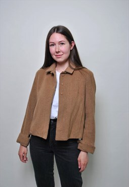 Y2k crop wool coat, vintage cropped wool jacket - MEDIUM