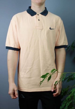 VINTAGE NIKE POLO SHIRT IN SALMON PINK WITH EMBROIDERY