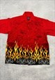 Y2K FLAME SHIRT GRUNGE GRAPHIC SHORT SLEEVE SHIRT