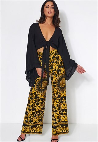 BLACK & GOLD WIDE LEG TROUSERS