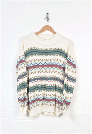 VINTAGE KNITTED JUMPER RETRO PATTERN LADIES LARGE